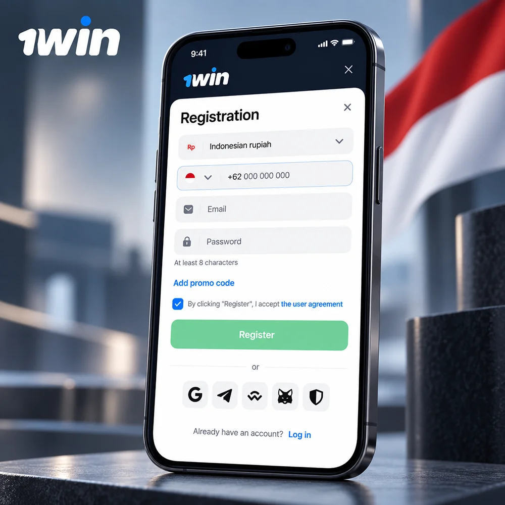 Register at 1win Indonesia with phone, email and IDR currency support for fast and secure account creation